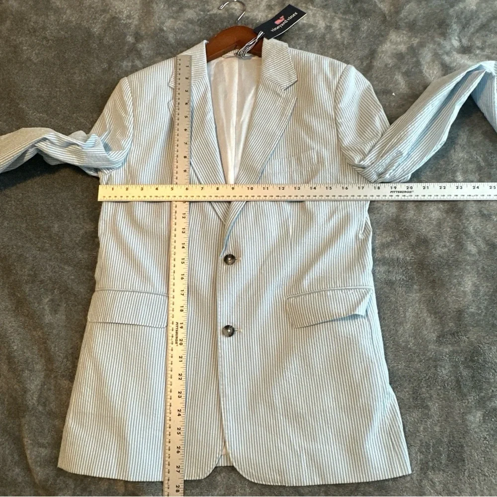 Vineyard Vines Boy Seersucker Bayside Blue Striped Blazer Jacket 18 Preppy Boat